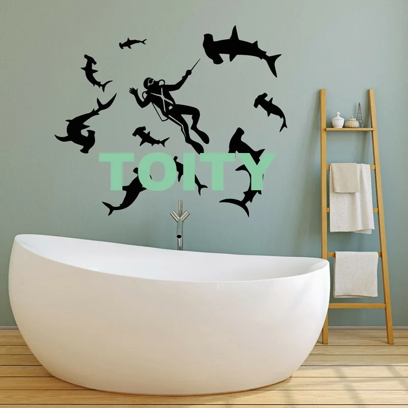 28 дизайнов подводное плавание Наклейка на стену с логотипом Divers череп винил домашняя переводная картинка искусство Экстремальный спортивный Декор Фреска - Цвет: H57cm x W68cm