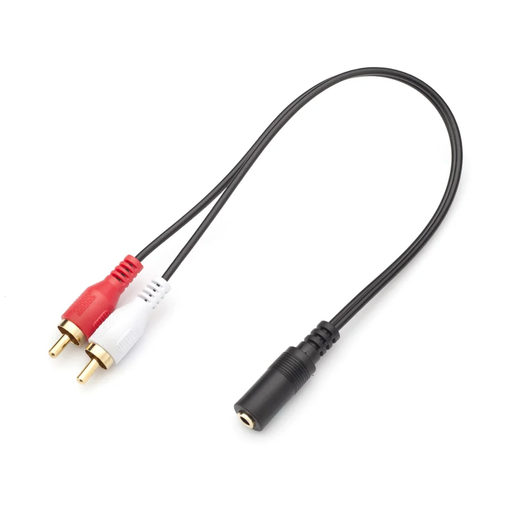 15cm 6inch 3.5mm Stereo Male to 2 RCA Female extension Cable Audio Speaker