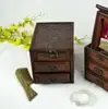 Copper Statue Classic antiquity belt mirror wooden jewel box dressing box compound desktop storage box 3
