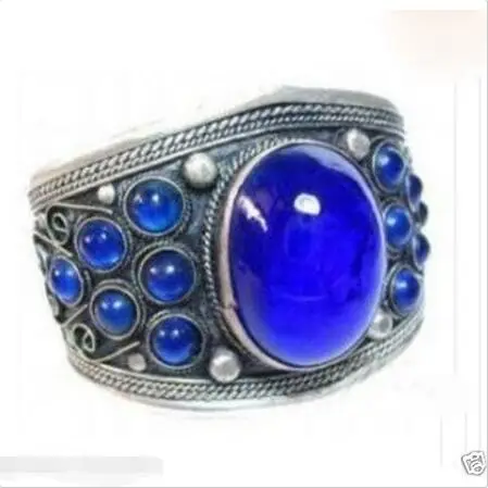 

Wholesale price 16new ^^^^Jewelry Archaize tibet blue stone bracelet cuff
