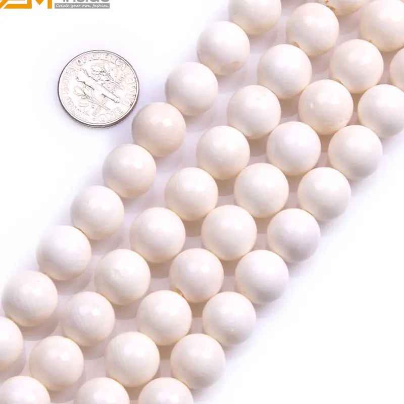 Natural White Shell Gemstone Round Loose Spacer Beads For Jewelry Making 15" YB 