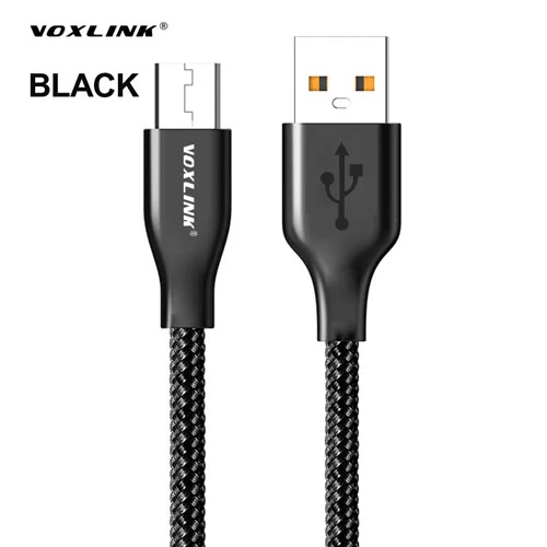 VOXLINK Micro USB кабель для samsung S6 S7, быстрая зарядка, синхронизация данных, зарядный кабель для huawei, htc, Android, мобильный телефон, USB кабели - Цвет: Black