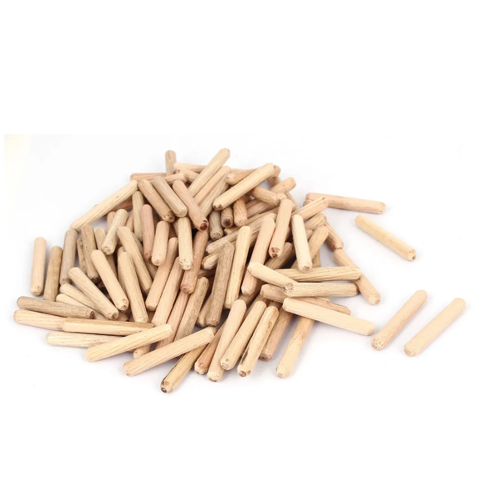 cheap UXCELL 100pcs Cabinet Drawer 6mmx40mm 8mmx30mm Round Fluted Wood Wooden Craft Dowel Pin for Constructing Strong Wood Joints