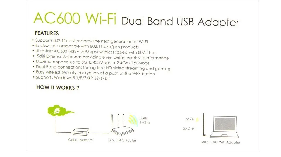Ultra fast USB 433Mbps 5Ghz Wireless AC600 Dual Band 802.11ac Wifi Adapter Wi-fi Network Lan Card,Dropshipping Free Shipping