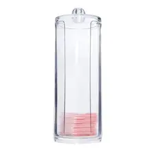 Acrylic Cotton Swab Organizer Box Portable Round Container Storage Case Make up Cotton Pads Q-tip Box For Home Hotel Office EHO