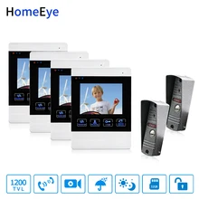 HomeEye 4-Wired 2-4 Access System Video Door Phone Video Intercom Touch Button Doorbell Camera 4'' Monitor Video Record OSD Menu цена HomeEye 4-Wired 2-4 Access System Video Door Phone Video Intercom Touch Button Doorbell Camera 4'' Monitor Video Record OSD Menu цены онлайн