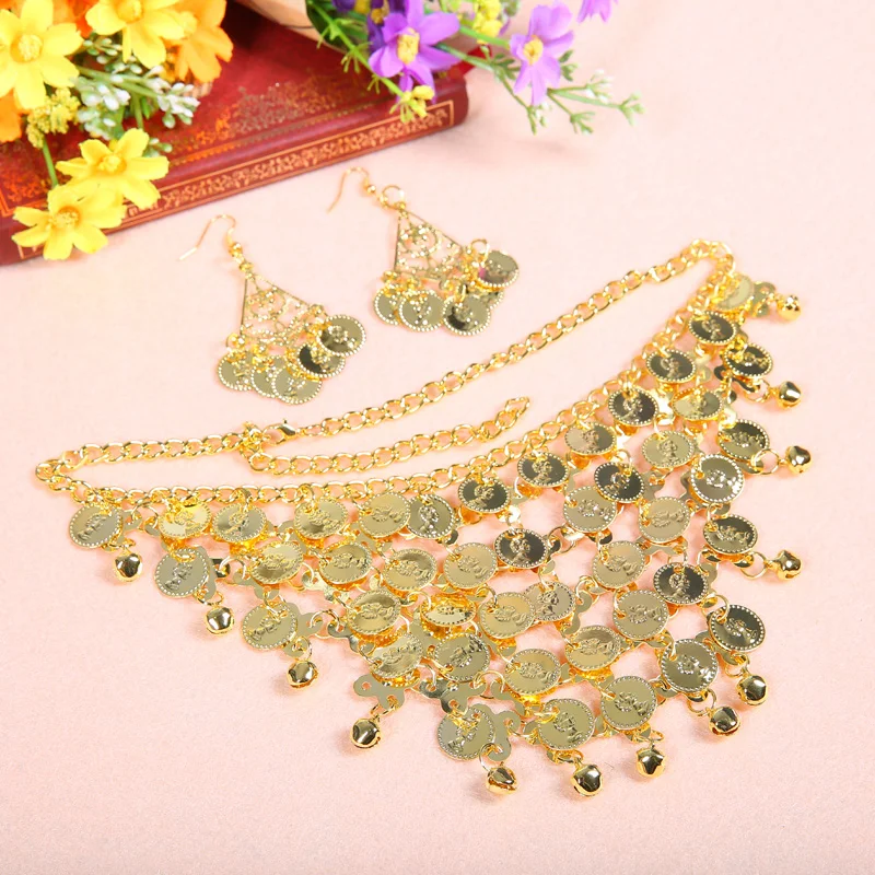

Belly Dance Accessories Necklace with Earrings for women Belly Dancing Props new cheap 2 color