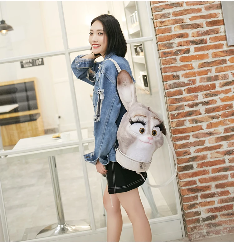 2021 Women Backpack 3D Emboss Rabbit Soft lLady Leather Backpacks Sweet Teenager Leisure Party Cute Bag Female Mujer Bagpack stylish rucksack