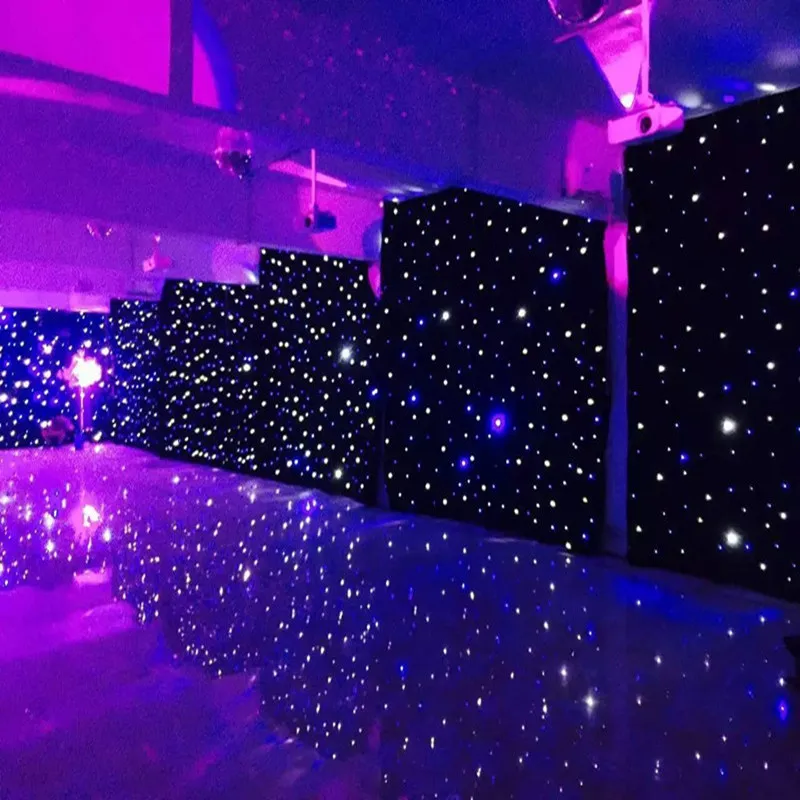 

New Arrival Blue-White Color LED Star Curtain Wedding Stage Backdrop Cloth With Lighting Controller For Wedding Decorations