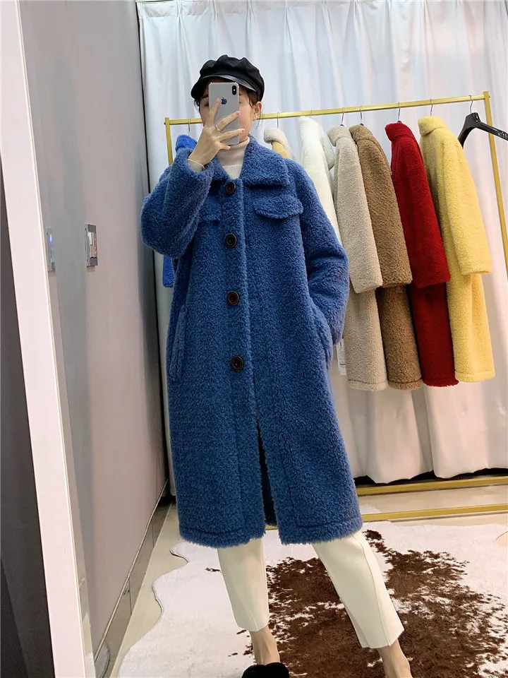 Зимняя женская куртка, бренд, пальто из натурального меха, пальто для стрижки овец, женское длинное пальто из овечьей шерсти, верхняя одежда, уличная одежда