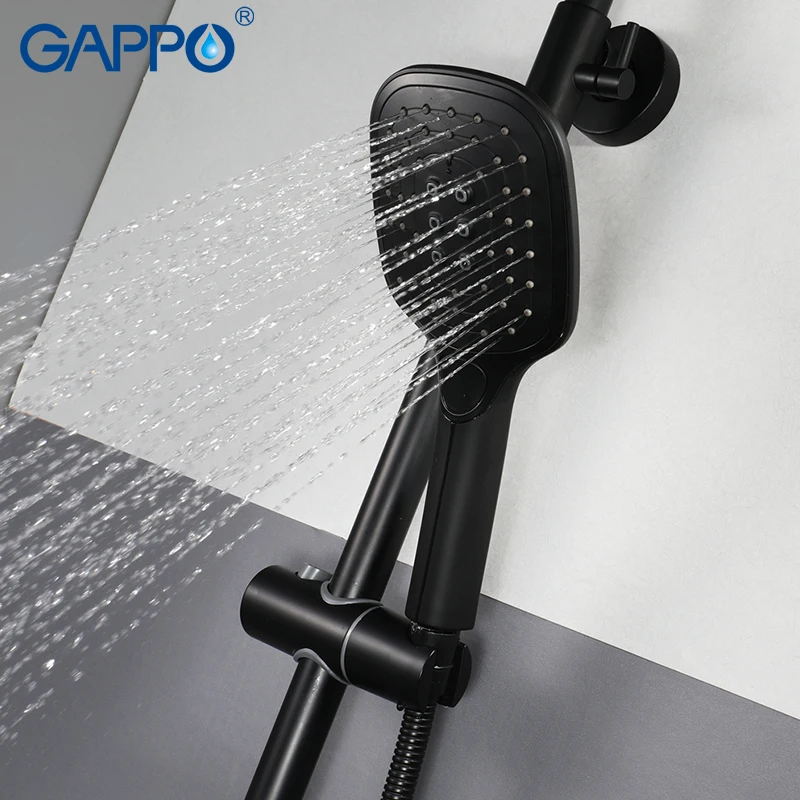 GAPPO shower Faucets black bathtub faucet 3 function stainless steel rainfall shower set mixer tap mixer bathroom faucet mixer  