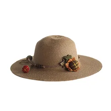 Шляпа сумка набор широкие поля, из соломы шапки Одна сумка на плечо для детей весенний Летний пляж SMN88