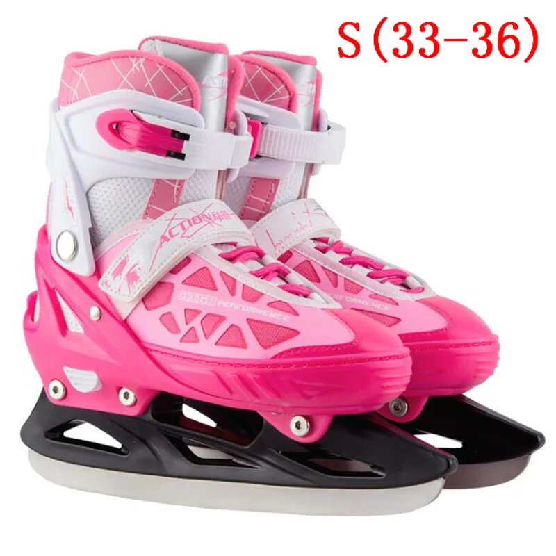Professional Ice обувь для Скейтборда для взрослых детей скорость конькобежный спорт обувь короткие/длинные трек лезвие нож Хоккей обувь - Цвет: short blade S pink