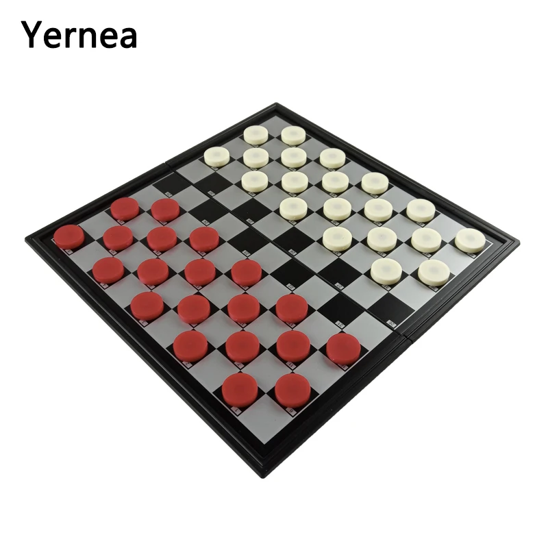 Yernea New Checkers Game Set High-quality Magnetic Checkers Folding Checkerboard 25*25 CM Chessboard 40 Checkers Pieces yernea new magnetic folding chess game set plastic chess checkers folding chessboard table games entertainment gift