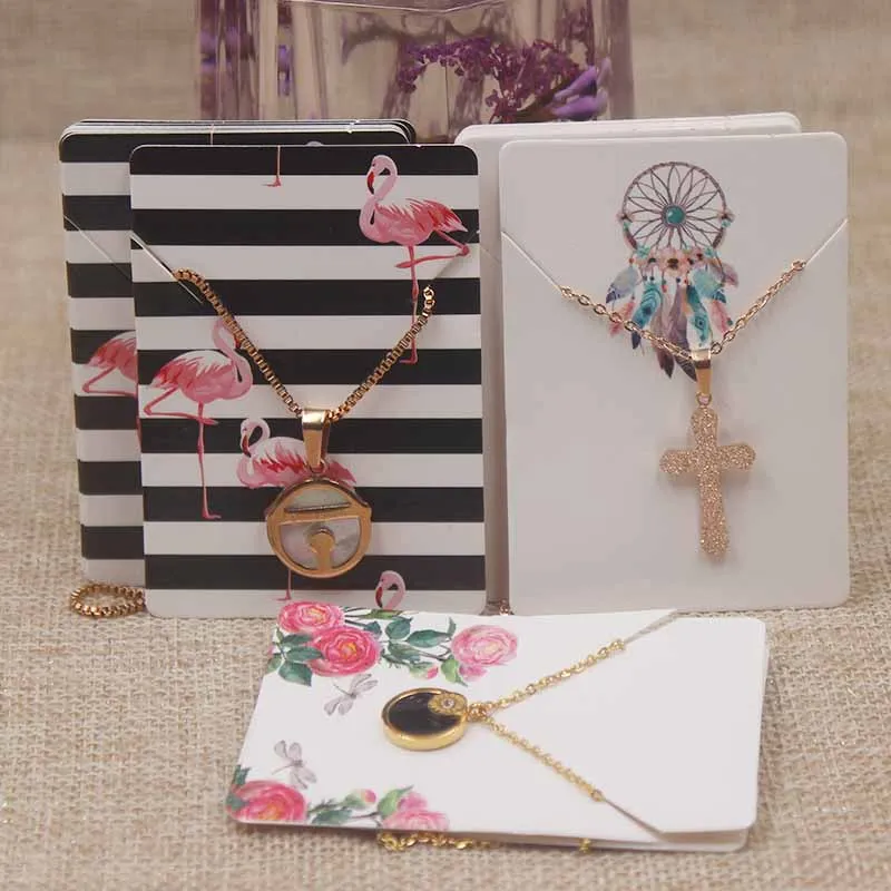 100Pc various design jewelry necklace paper package card DIY handmade flower/marbling/sweet love charms pendant dispaly tag card