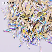 JUNAO-Applique en cristal diamant avec Strass, en cristal, autocollant en cristal pour le visage, pierres à dos plat, Strass et diamant, 3*11mm(China)