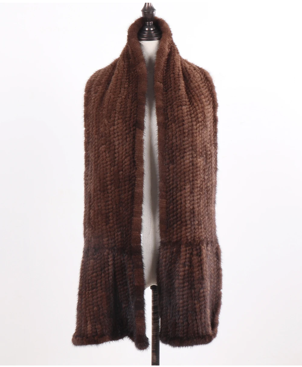 Женский модный качественный Натуральный норковый меховой шарф шаль натуральная норка меховой шарф женский зимний теплый ручной вязаный настоящий норковый глушитель