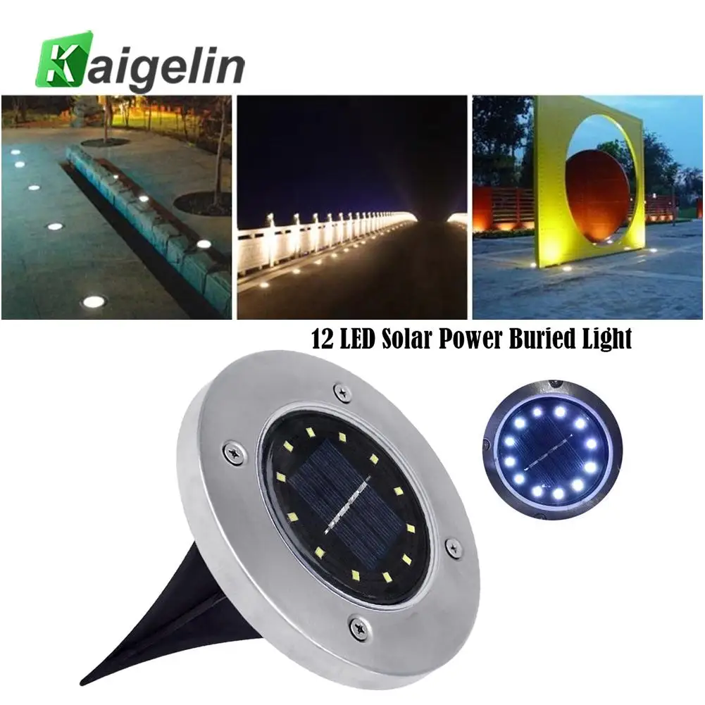 Goede 4 STKS 12 LEDs Zonne energie Grond Dek Licht Grond Lamp Outdoor LED Spotlight Zonne verlichting Voor Tuin Decoratie