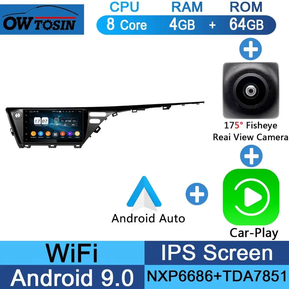 10," ips 8 ядерный 4 Гб ОЗУ 64 Гб ПЗУ Android 9,0 Автомобильный DVD Радио gps Navi для TOYOTA CAMRY DSP CarPlay Parrot BT стерео - Цвет: Fisheye Carplay n A