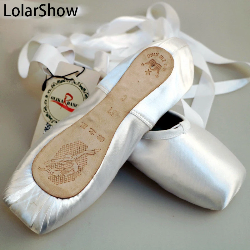 

Ballet Dance Shoes Girls womens Dance shoes White Satin pointe ballet shoes with shoes bag size US4.5-10