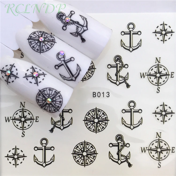 

Nail sticker art decoration slider ship's anchor compass adhesive Water decals manicure lacquer accessoires polish foil