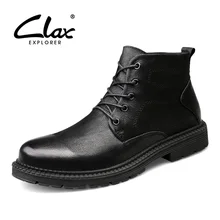 CLAX Men's Work Boots High Top Autumn Leather Shoe Male Safety Shoe Winter Boot Fur Warm Snow Shoes genuine leather Big Size clax mens winter boot fur warm casual leather shoe male high top snow boots genuine leather plush work shoe plus size