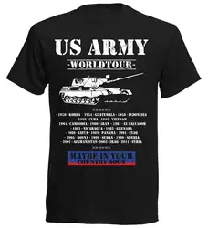 Модные мужские футболки с круглым вырезом Футболка армия США Worldtour SC Xx 048 Антивоенный печатная Футболка мужская