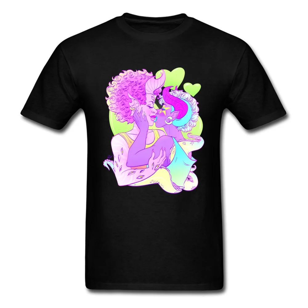 Demon Kiss 1 100% Cotton Student Short Sleeve Tops T Shirt Cool Autumn Tshirts Normal Tops & Tees Dominant Round Neck Demon Kiss 1 black