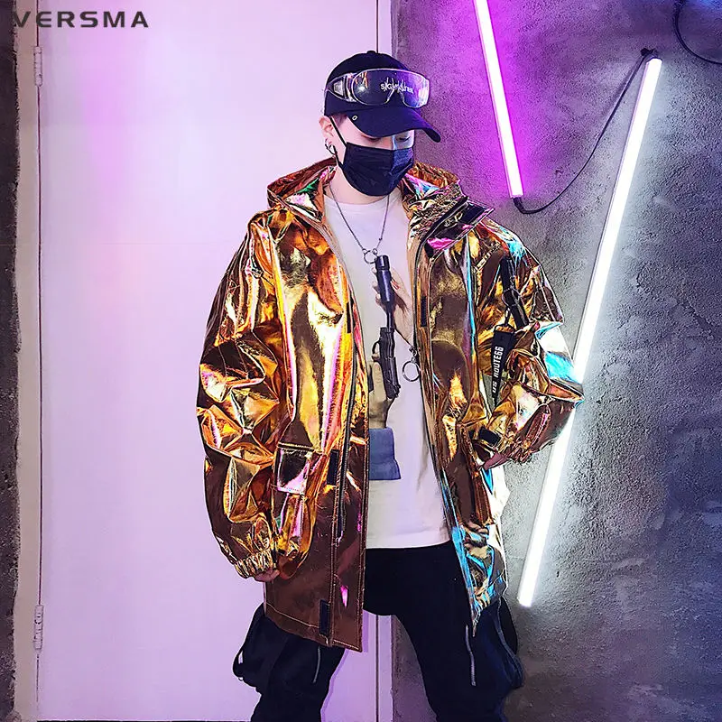 VERSMA корейский Harajuku ленты лоскутное ПУ кожаные куртки мужские Осень Хип Хоп Уличная Свободная куртка Бомбер куртка мужская дропшиппинг
