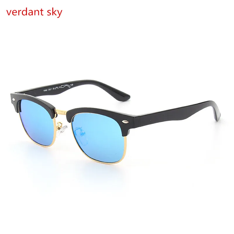 Последние итальянский дизайн Uv400 с плоскими стеклами и половинной рамкой, полароидные линзы, солнцезащитные очки для маленькой девочки очки для мальчиков маленький круглый объектив Шикарные очки - Цвет линз: blue