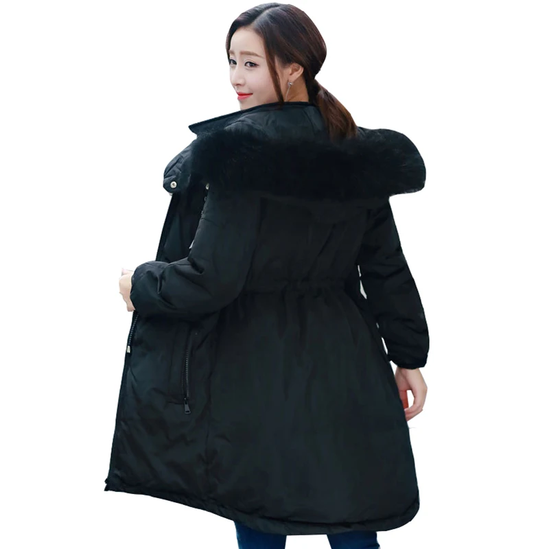 Femmes Grand long Manteau Veste Col Épaississement Femme Mode Duvet Nouvelle Plus Moyen D'hiver blanc Manteaux De 2017 Hiver Blanc Canard Fourrure Noir Qh1002 Et EqfPxvv
