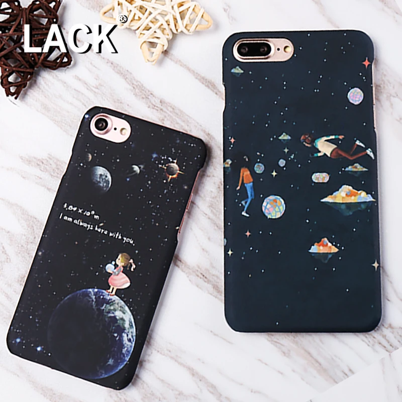 LACK Cartoon Airship Astronaut Stars Moon Case For iphone