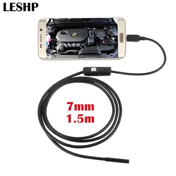 

LESHP 6LED 7mm Lens 1.5m Endoscope Camera Cable Waterproof Mini USB Inspection Borescope Camera For Android Endoscope Phones PC