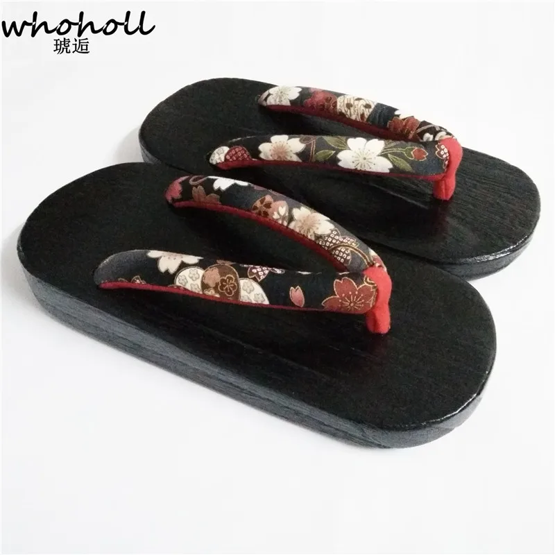 

WHOHOLL 2019 Summer sandals Flip-flops Women's Sandals Wooden Slippers Round Toe Japanese Geta Wedge Clogs cosplay Women Shoes