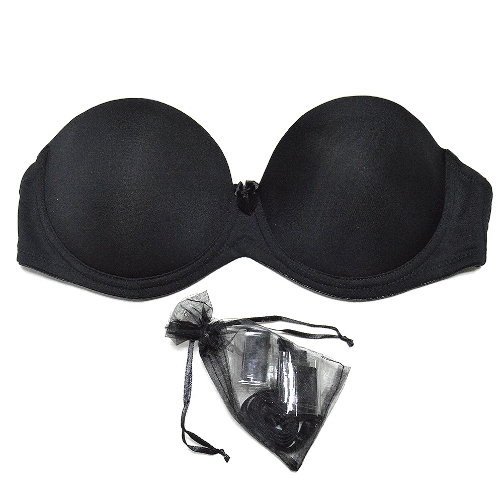 vanity fair bras Nude Black White Invisible Clear Back Strapless Bras Sexy Push up 2 breasted Bras Multiway Wedding Underwear Size A B C D E F low back bra