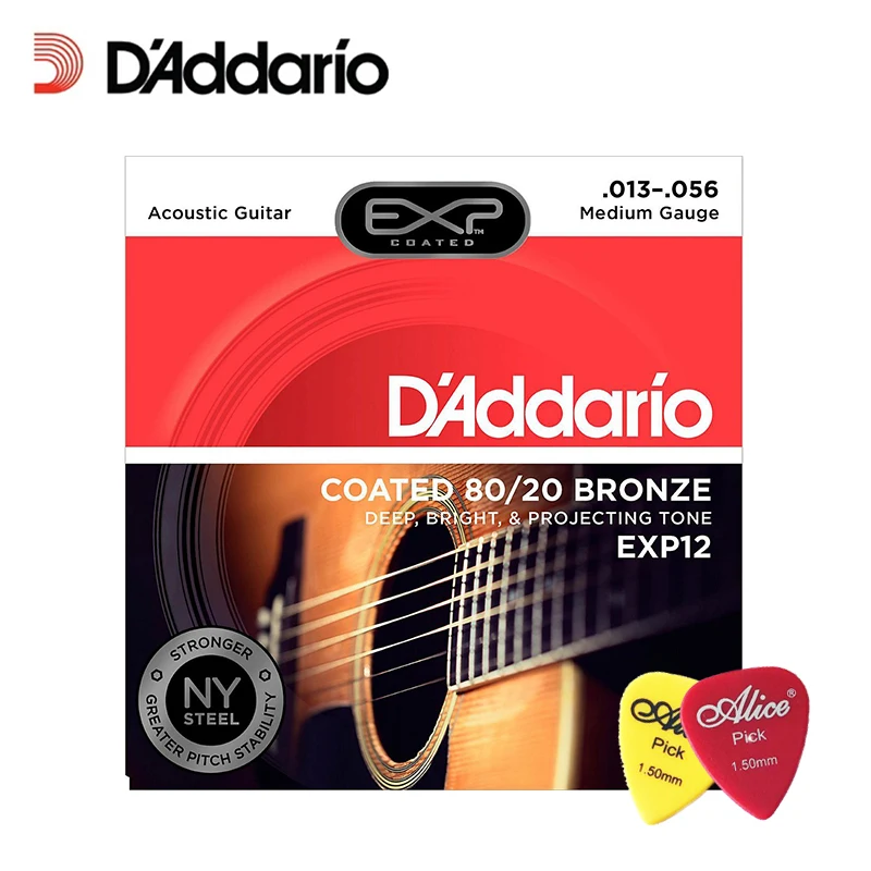 D'Addario EXP12 с NY Steel 80/20 бронзовые для акустической гитары струны покрытием Средний