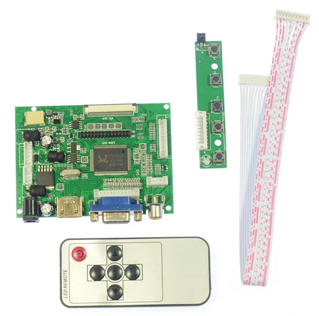 7''1024*600 ЖК-дисплей с сенсорным экраном дигитайзер дисплей экран монитор Пульт дистанционного управления драйвер плата 2AV HDMI VGA - Цвет: Only Control Board