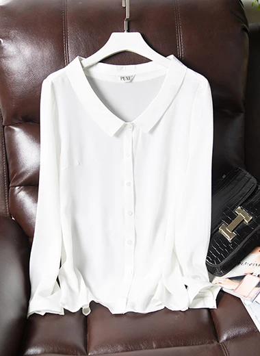 

2017 early spring new freshman words brought mulberry silk crepe DE chine fashionable OL wind joker long-sleeved shirt frock