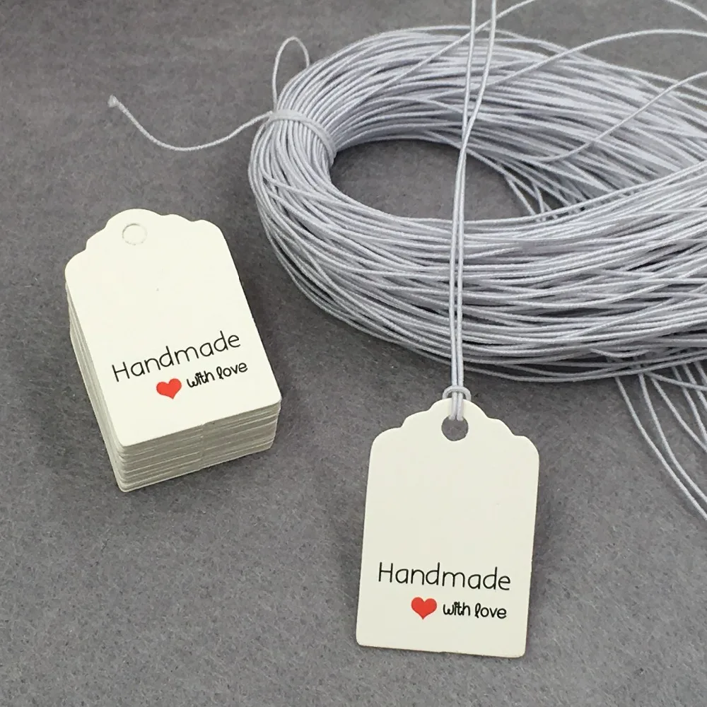 

200pcs 3*2cm Garment Labels Price Tags Marks Florist Plant Label Tags+200pcs rope ,Handmade with love Gift Tags
