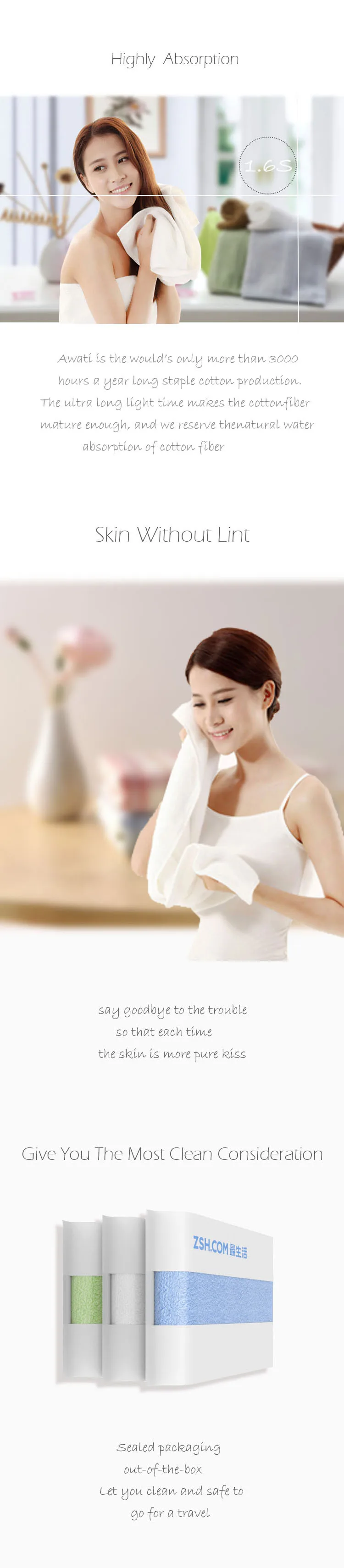 Xiaomi ZSH полиэфирное антибактериальное полотенце Young Series хлопок 5 цветов высоко половик полотенце для лица