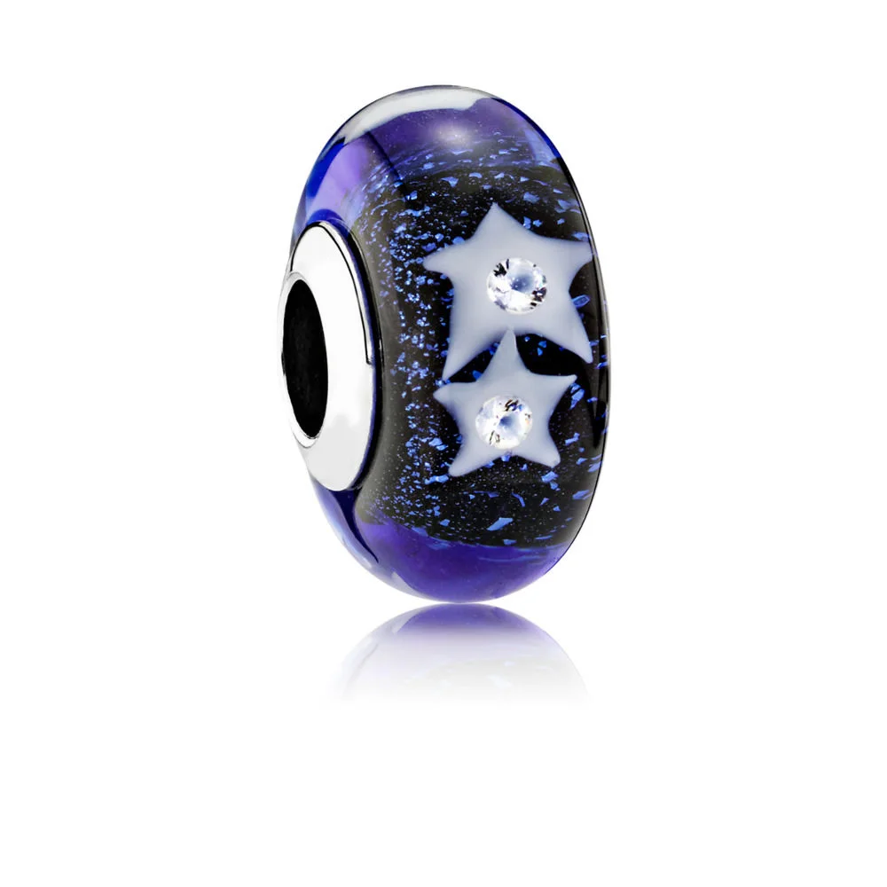 925 Sterling Silver Beads Charms Stars In The Night Sky Glass Bead for