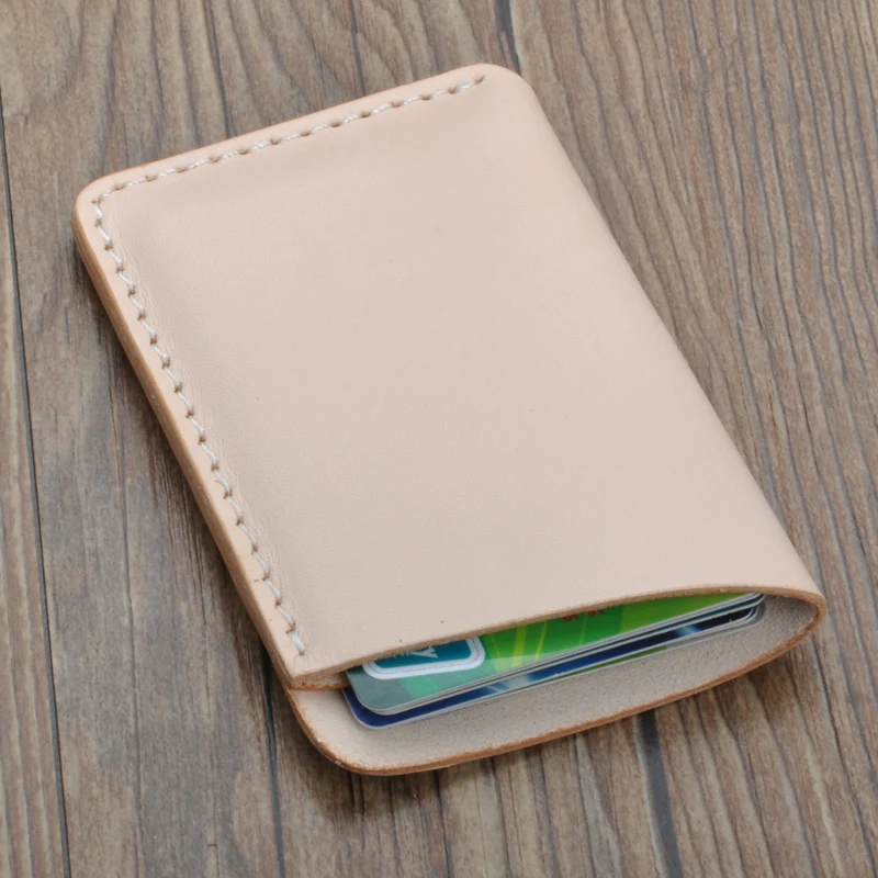 Leather Handmade Card Holder 2016 New Original Hand Made Leather Credit ID Card Holder Mini Wallet Case Simple Card Sets Bolsas