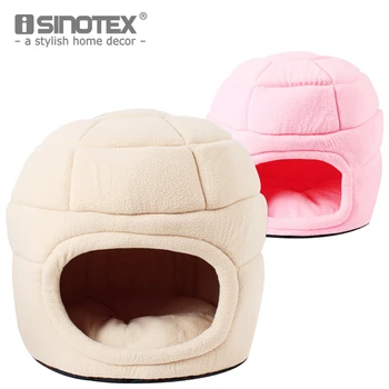 

Short Plush Sponge PP Cotton Pet Dog Cat Puppy Bed Sofa Solid Ice House Shape Fashion Soft Warm Brown Pink Chritmas Gift 38x38CM