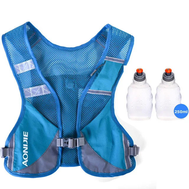 AONIJIE 3L светоотражающий жилет для бега и езды на велосипеде, марафон, рюкзак для пеших прогулок, сумка для улицы с 2 шт 250 мл бутылками для воды - Цвет: Emerald 2 bottles