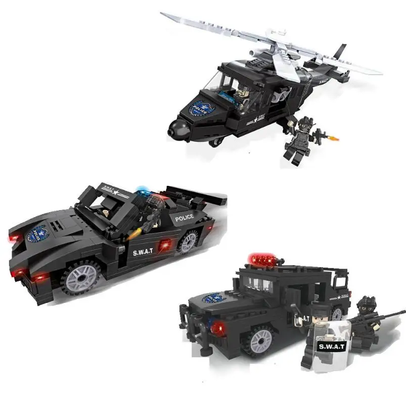 

Police Patrol Helicopter Police Car Children Small Particles Enforcement Car Compatible