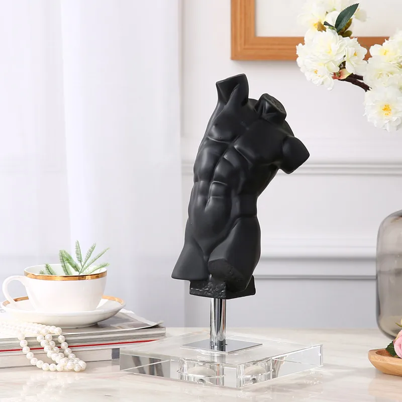 

European Human Body Sculpture Decor Living Room Study Desk Character Black Art Model Room Porch Decor M1452