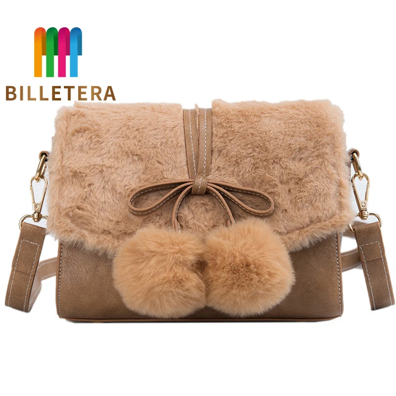 

BILLETERA New Arrival Women Shoulder Bag Fur Shoulder Messenger Cross Body Bags