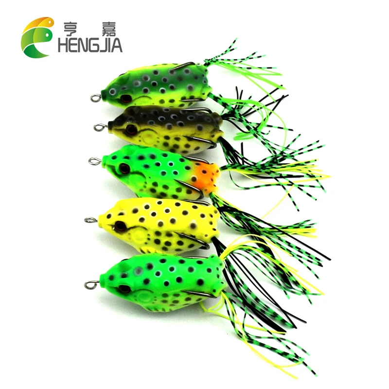 HENGJIA 5pcs 6cm 12g soft plastic frog snakehead salmon fishing lures catfish trout perch