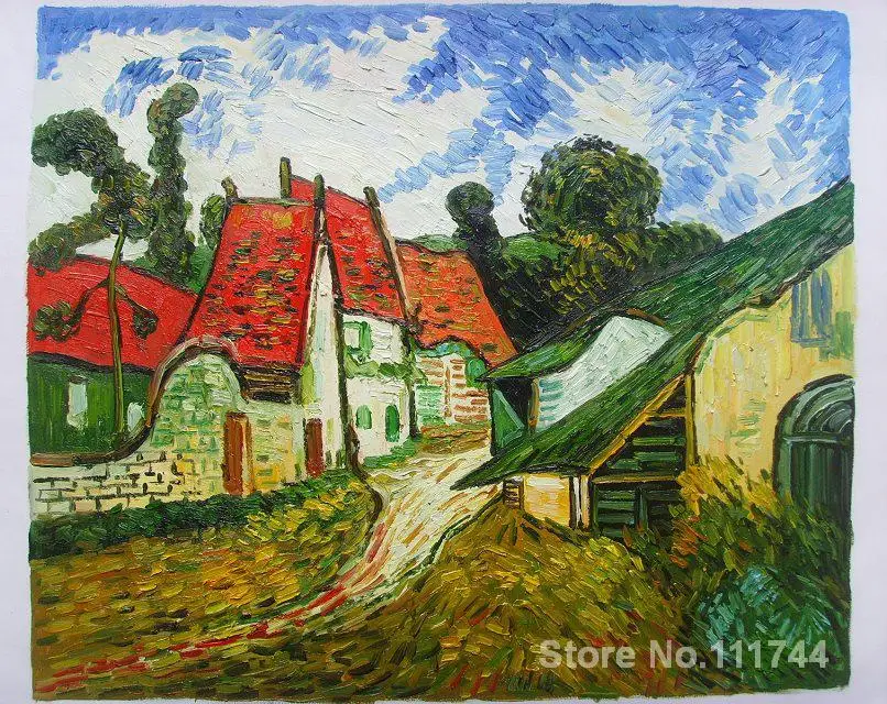 

Wall art Village Street in Auvers by Vincent Van Gogh paintings on canvas Handmade High quality