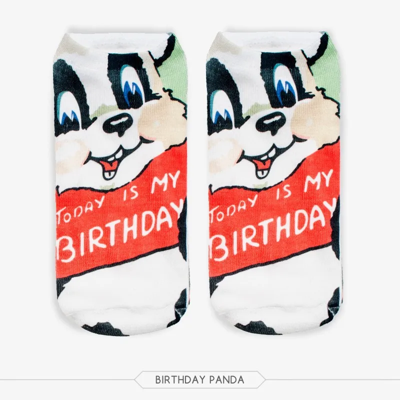 Носки с объемным цифровым принтом для бега, птенца, дня рождения, панды, милые носки-башмачки с героями мультфильмов